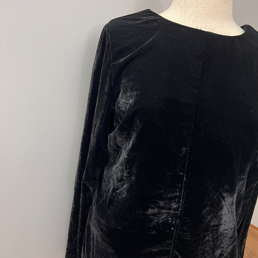 NEW Free People Black Velvet Open Back Chelsea Long Sleeve Mini Dress Sz L - Picture 15 of 16